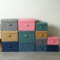 Non-woven Foldable Storage Box With Lids Collapsible Clothing Storage Bins for Living Room Bedroom Dormitory Storage Organizer