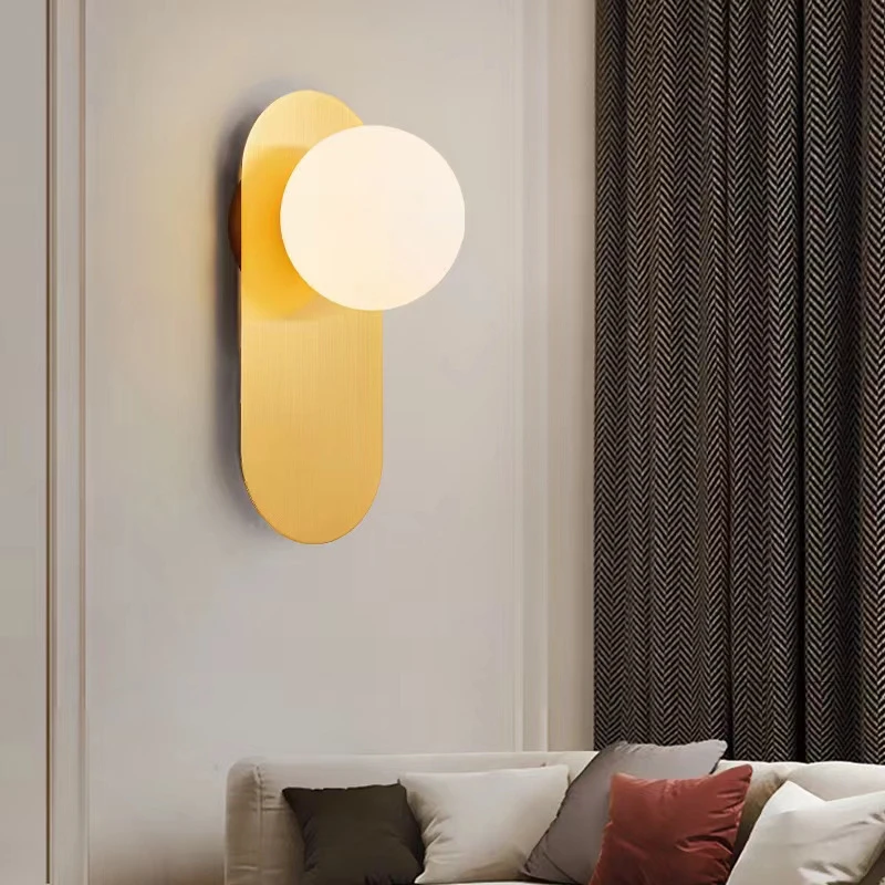 Lámparas LED de pared para interiores y mesita de noche con bombilla G9 de 9W para dormitorio, sala de estar, candelabro de pared con bola de