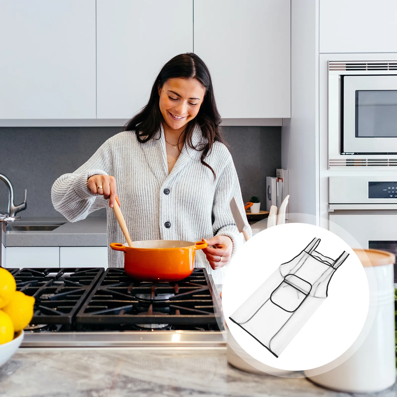 

Oilproof Clear Apron Heavy Duty Tpu Transparent Cooking Apron Kitchen Aprons for Cleaning Dishwashing Hair Stylist Use