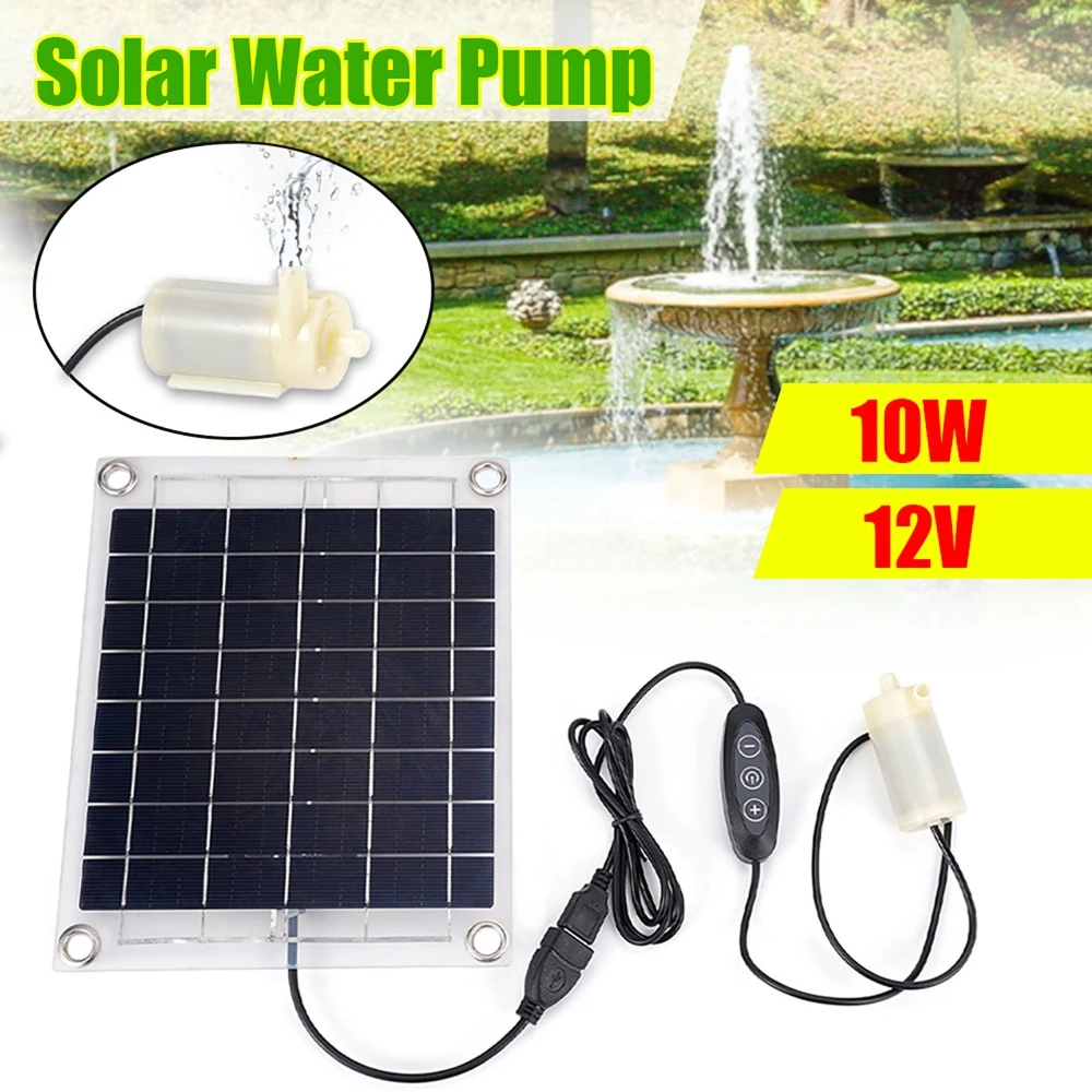 20W Aquarium Tank Pump 1m Fountain Water Height Solar Power Water Dispenser Pump Adjustable Energy-saving with Power Storage Box