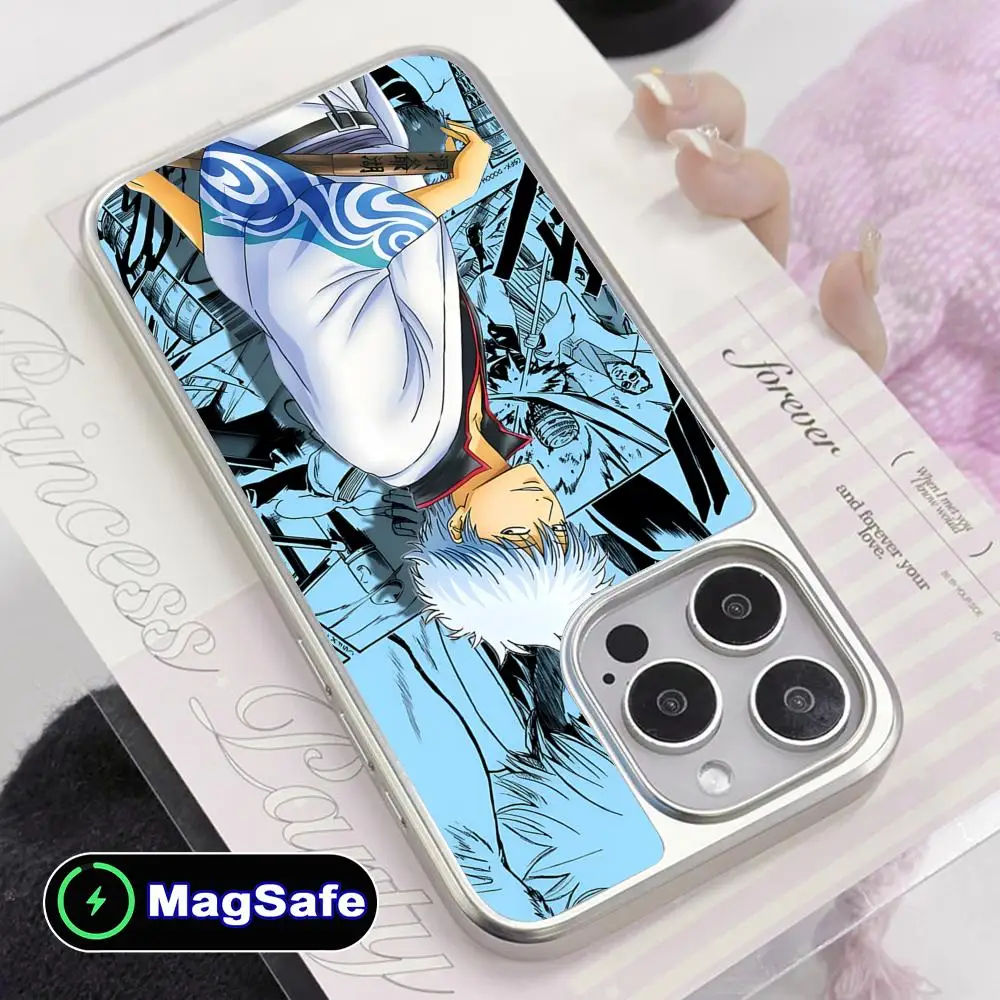 

Чехол для мобильного телефона Gintama Sakata Gintoki для iPhone 17, 16, 15, 14, 13, 12, 11 Air Pro Max Plus Magsafe с серебряным покрытием, красочный чехол