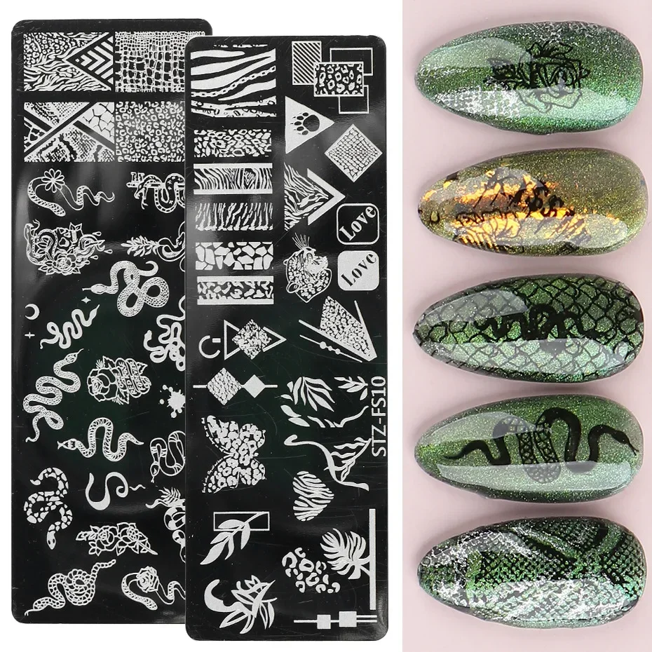 Fruits Lines Snake Animal Patterns Nail Stamping Plates Stainless Steel Nail Art Image Plate Stamp Template Stencil Tools