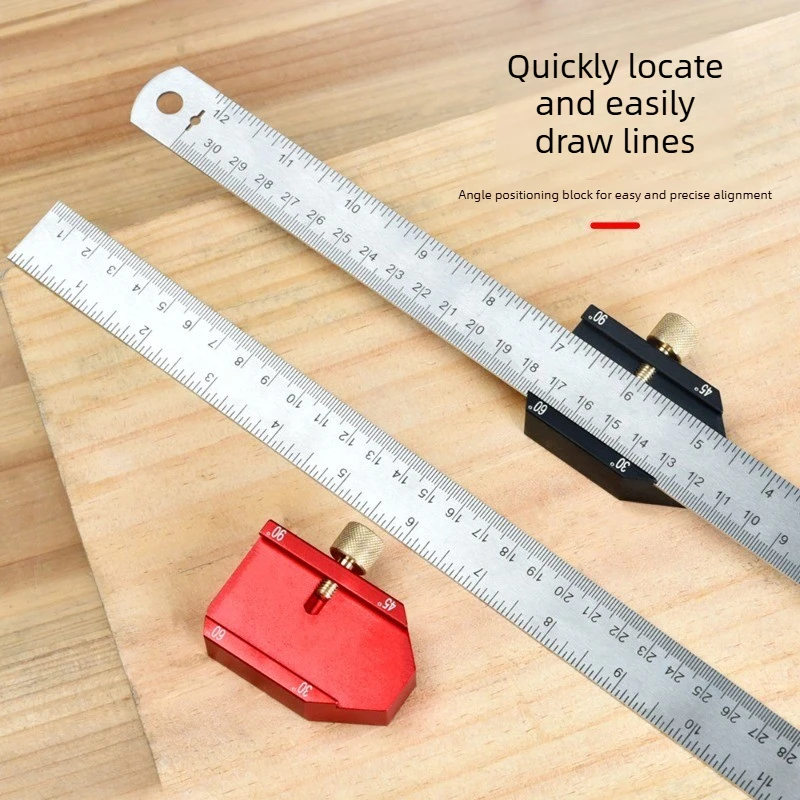 Aluminum woodworking angle scribe ruler, high-precision scales, one-piece molding, for angle measure and line mark