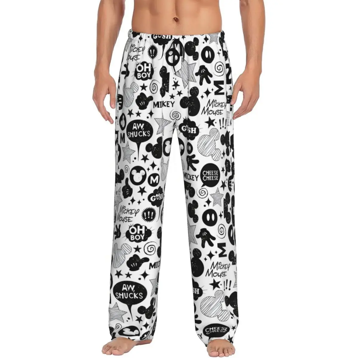 

Custom Cartoon Mickey Mouse Pajama Pants Men Classic Sleepwear Lounge Sleep Bottoms Stretch with Pockets