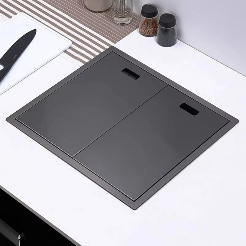 

50x45 см нанометровая двойная крышка, скрытая кухонная островная раковина из нержавеющей стали 304, одинарные кухонные мойки ручной работы