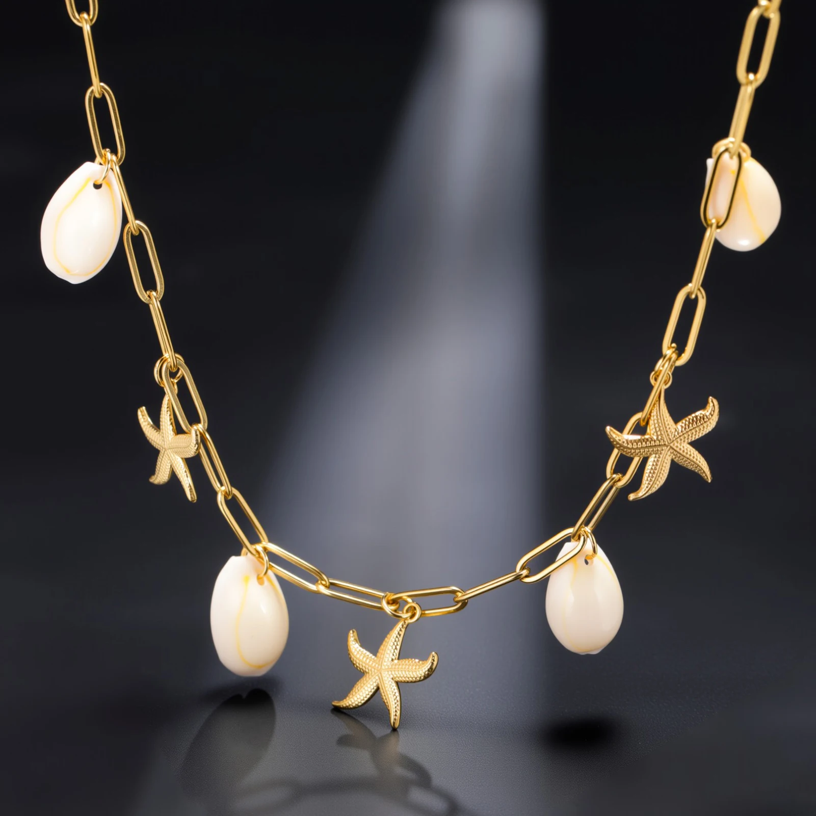 Unift الفولاذ المقاوم للصدأ البحر ستار محارة قلادة قلادة مطلية بالذهب سلسلة الترقوة العصرية عنصر المحيط قلادة مجوهرات هدايا