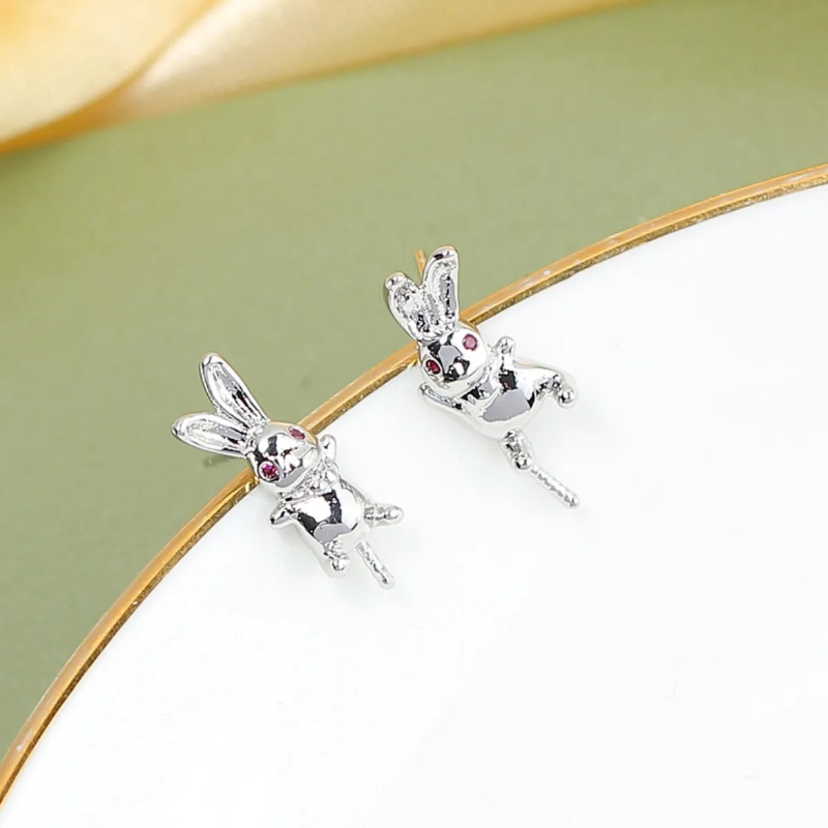 Sweet Tiny Women Brass 14K Gold Filled Rabbit Blank Setting Handmade Findings For DIY Pearl Stud Earring