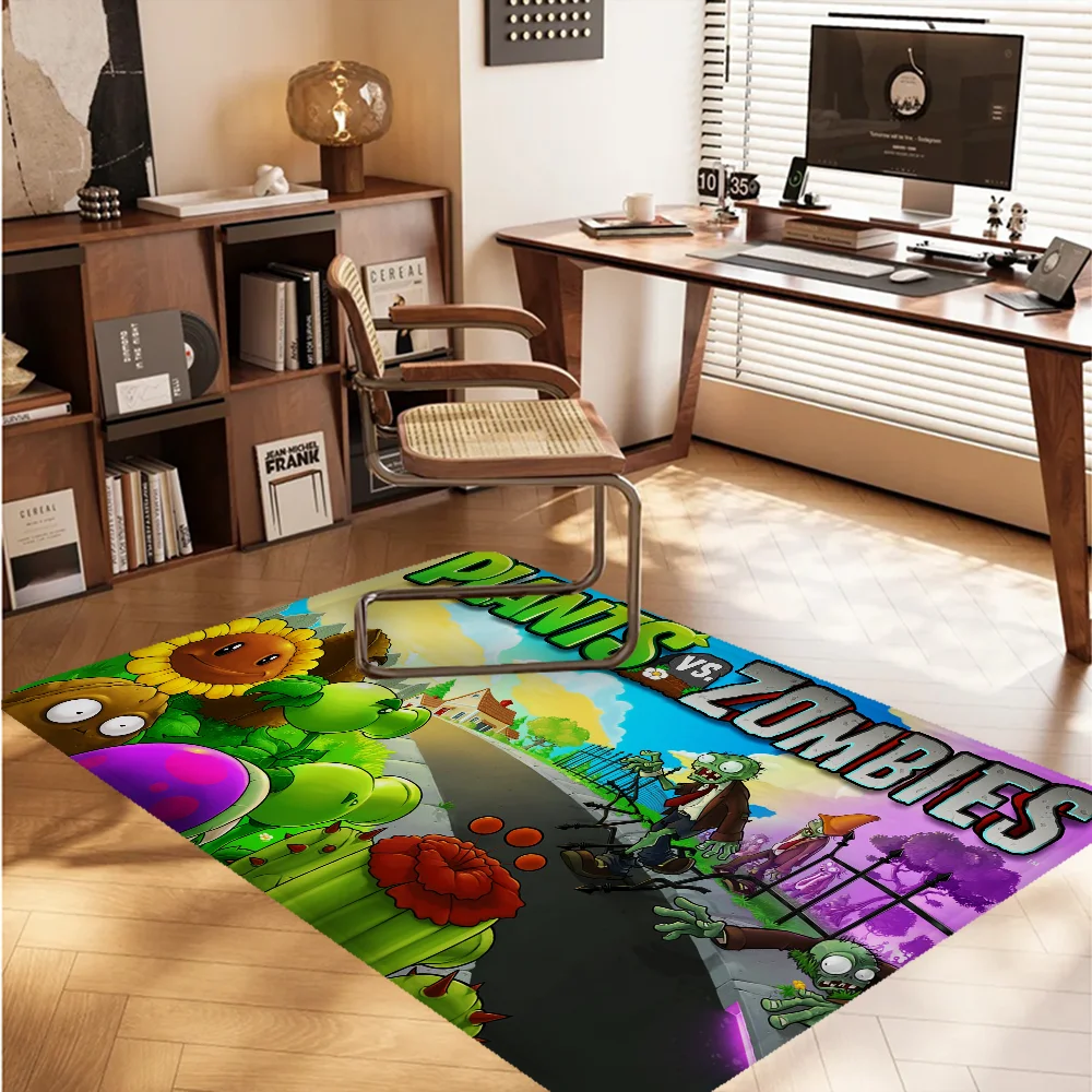 

P-plant Vs Z-zombie Floor Mat Rectangle Anti-slip Home Soft Badmat Front Door Indoor Outdoor Mat Hotel Decor Mat