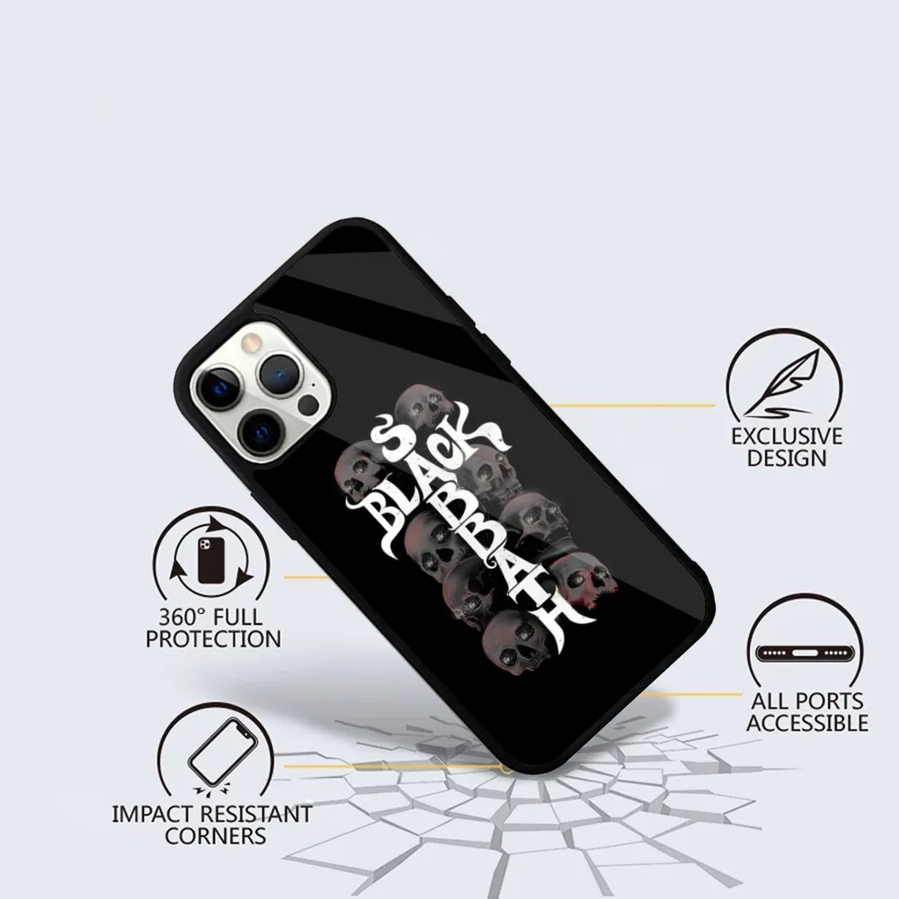 B-BlackS S-Sabbath Band Funda de teléfono para iPhone 16,15,14,13,12,11,Plus,Pro,Max Mini Magsafe Carga inalámbrica magnética