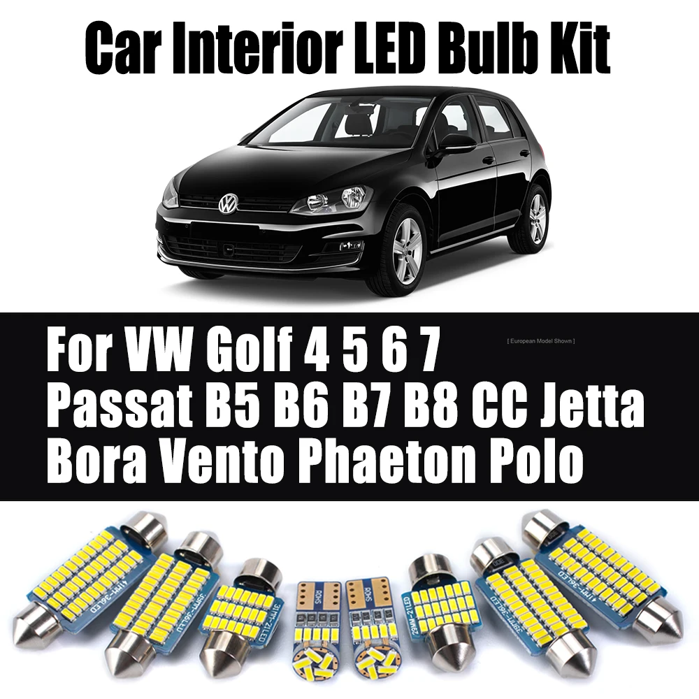 

Canbus For VW Golf 4 5 6 7 Passat B5 B6 B7 B8 CC Jetta Bora Vento Phaeton Polo LED Interior Trunk Light Car Reading Bulbs Kit