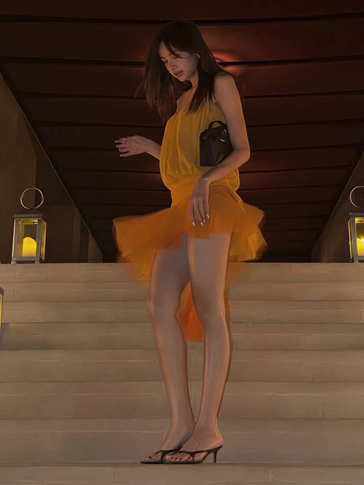 Weird Puss Hottie Urlaubskleid Damenmode Einfaches, gerafftes Kleid mit unregelmäßigem Saum, ärmellos, sexy, trendig, für Strandparty, Streetwear, Club, figurbetont – Detail 7
