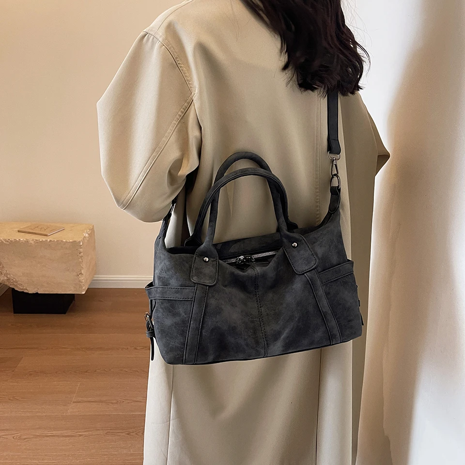 Retro Winter Suede Leather Shoulder Bags for Women Vintage High Quality Armpit Bag Female Crossbody Tote Bag Handbags Hot Sac - Image 3