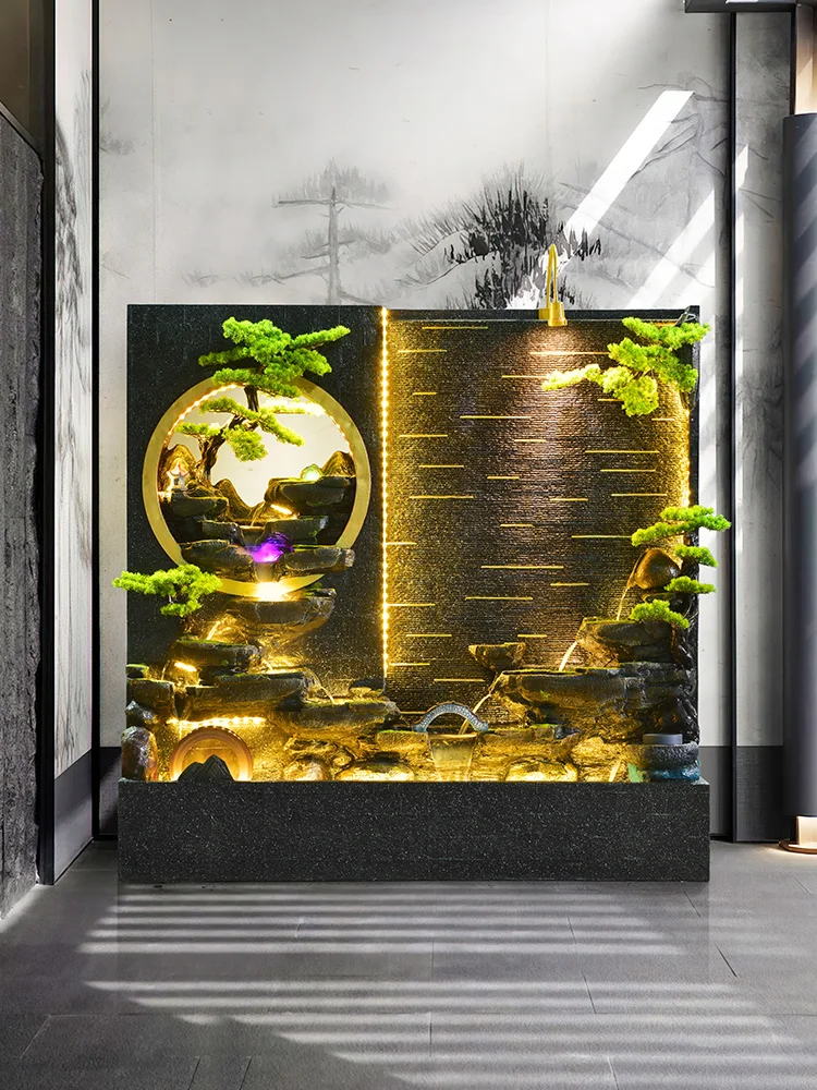 Water Curtain Wall Flowing Water Ornaments Circulating Water Rockery Lucky Water System Decoration Landscape