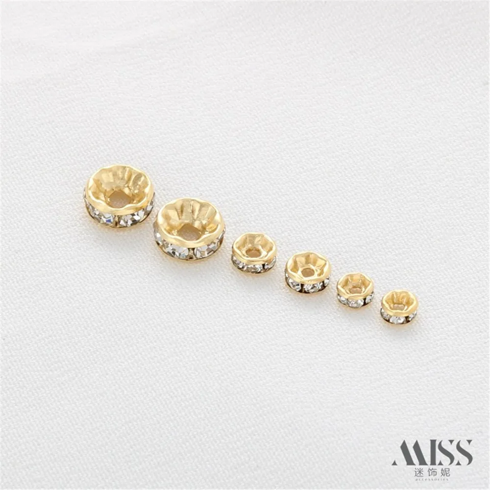 14K Gold-wrapped Color Zircon Bead Spacer Drill Ring Spacer DIY Loose Bead Bracelet Necklace Wheel Bead Jewelry Accessories