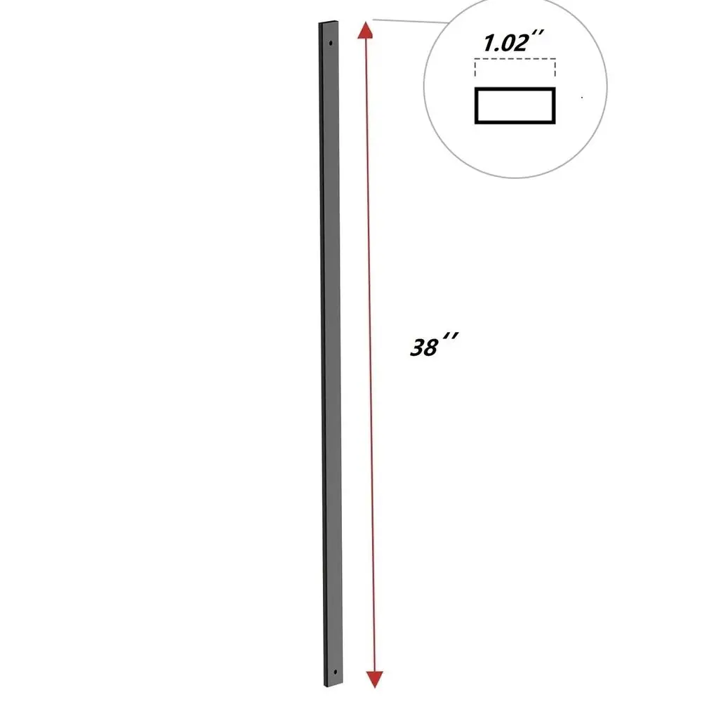 38インチの長方形屋外用金属製デッキバラスター（エンドキャップとネジ付き、ポーチ階段の手すり用）