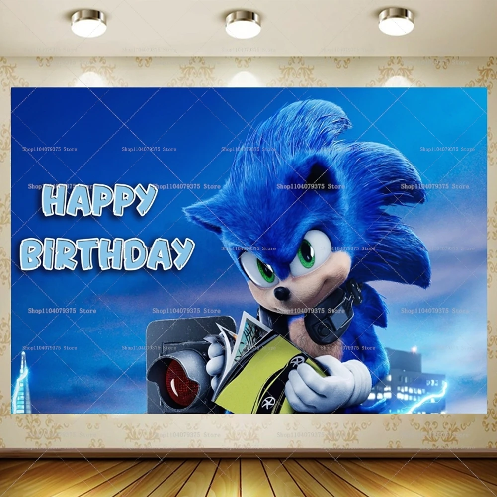 Sonic Theme Photography Background Birthday Party Decoration Banner Supplies Boy Girl Baby Baptism Photo Booth Props