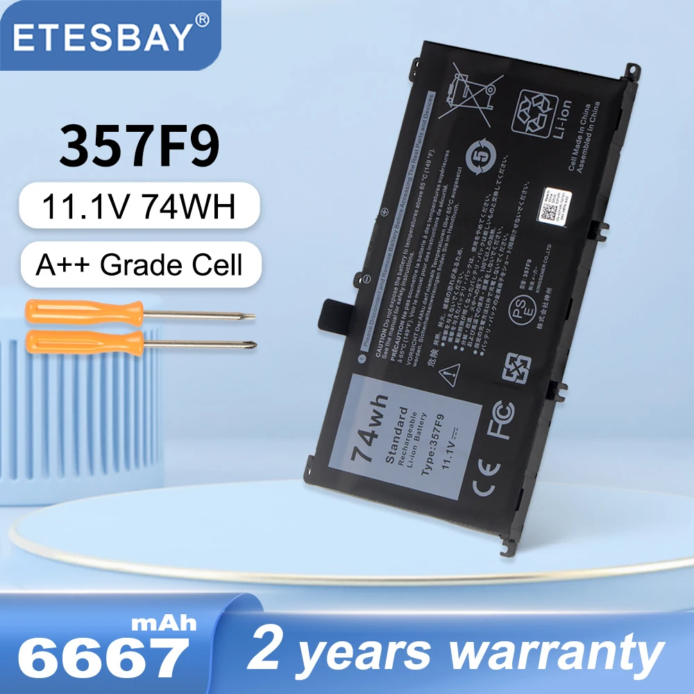 

ETESBAY 357F9 0GFJ6 Laptop Battery For Dell Inspiron 15 7559 7000 7557 7567 7566 5576 5577 P57F P65F INS15PD-1548B 11.4V 74WH