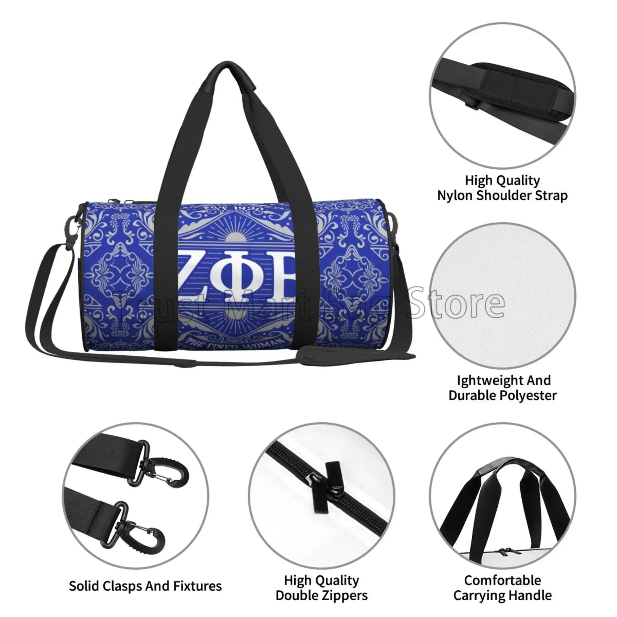 Zeta Phi Beta Print Travel Duffel Bag Waterproof Sports Yoga Luggage Bag Weekender Overnight Bags Duffle Backpack for Women