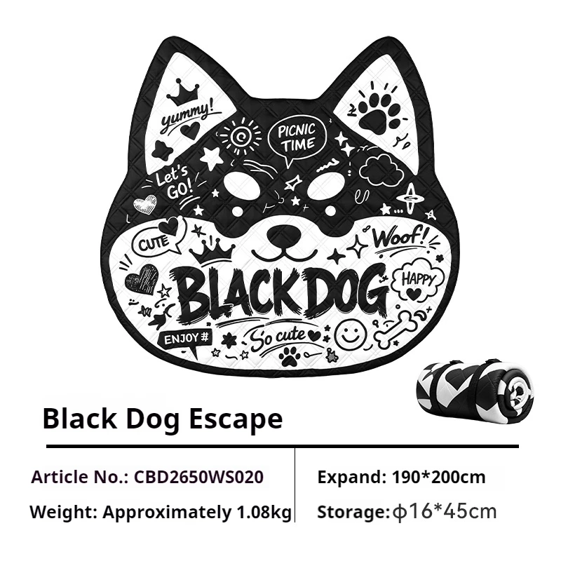BLACKDOG 1 stuk dikke, stijlvolle picknickdeken, stranddeken, zacht en opvouwbaar, waterdicht, ideaal voor buiten, kamperen, feesten en tenten