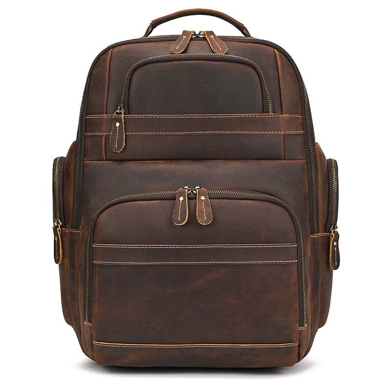 

High Capacity Laptop Backpack Genuine Leather Travel Bag for Men Male Crazy Horse Leather Backpacks Dropshipping School Bag Big
