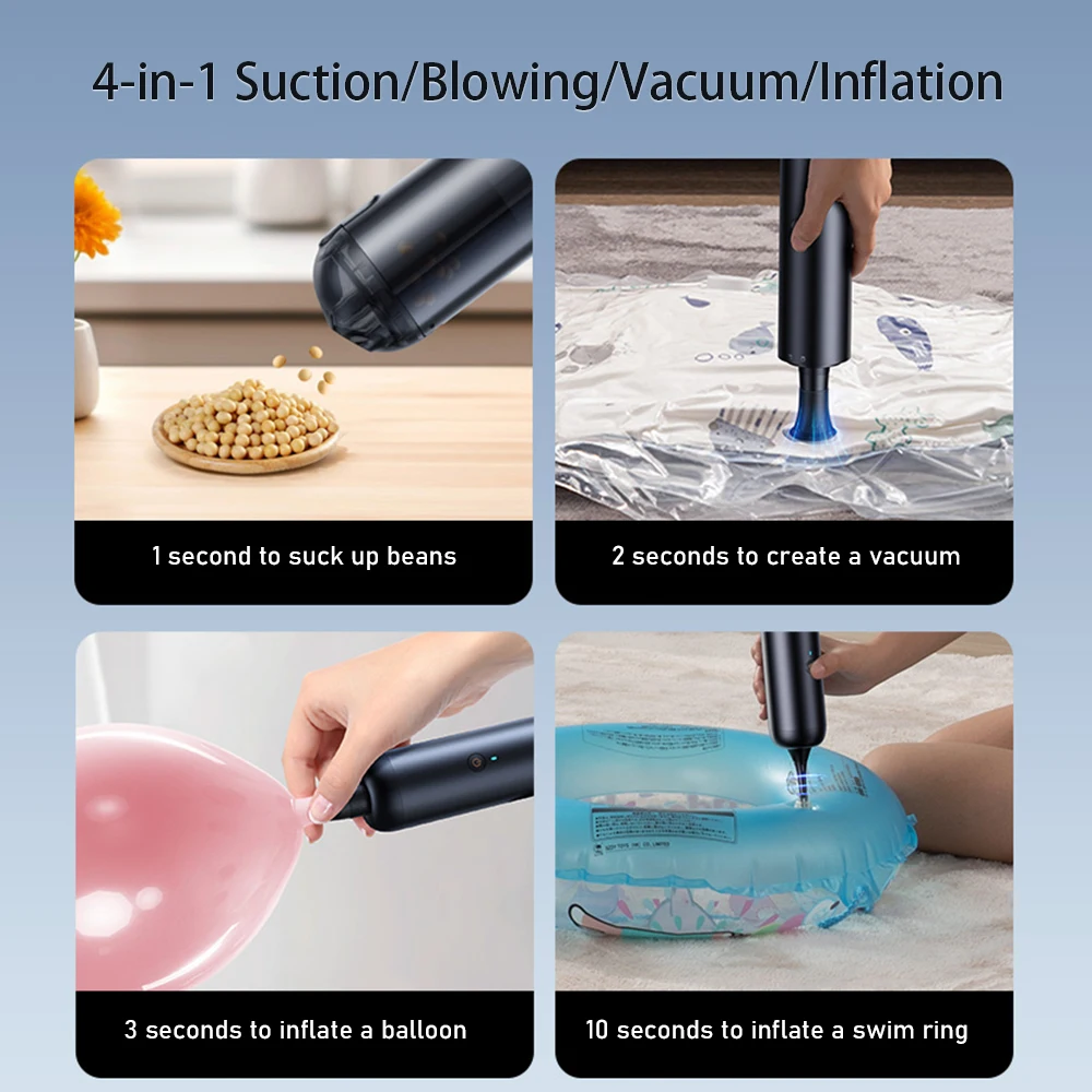 Aspirador de pó portátil 4 em 1 para carro sem fio Mini aspirador de pó portátil com forte sucção tipo recarregável