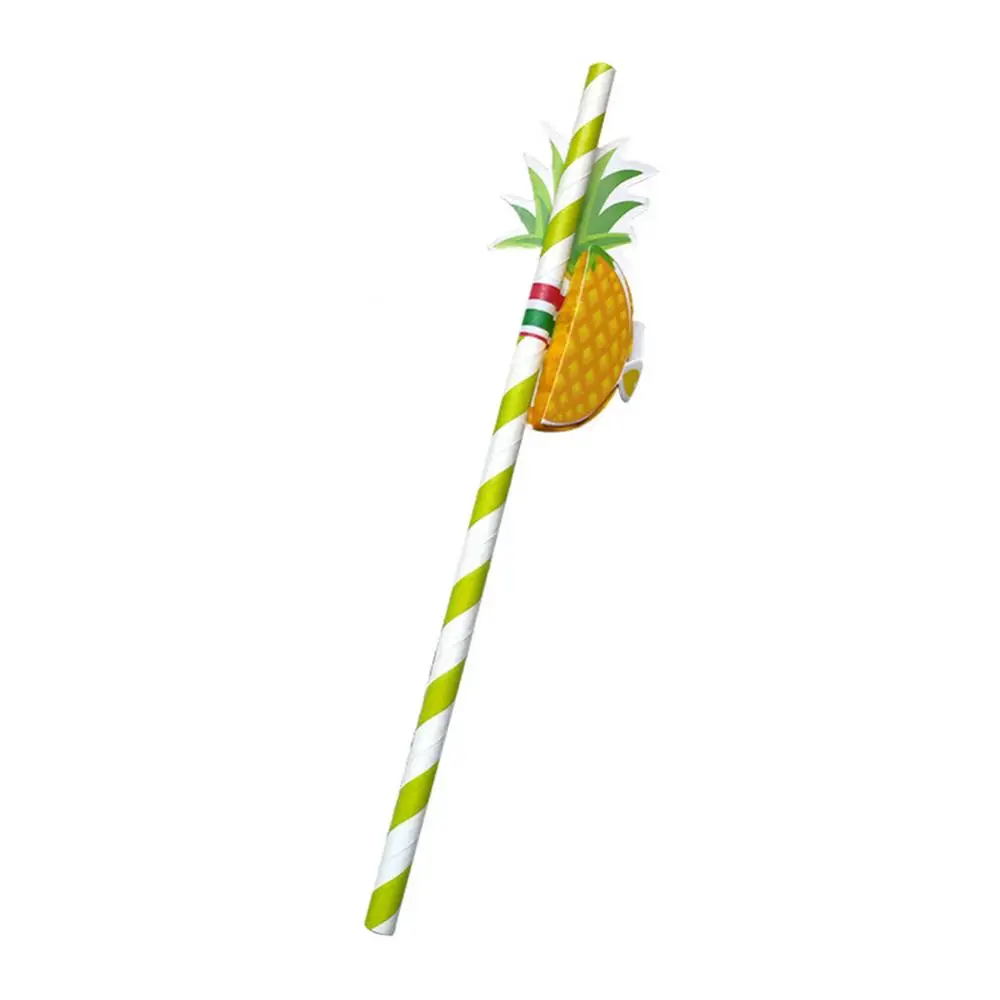 50Pcs/Set Of Disposable Pineapple Paper Straws Beverage Shop Bar Birthday Party Creative Supplies