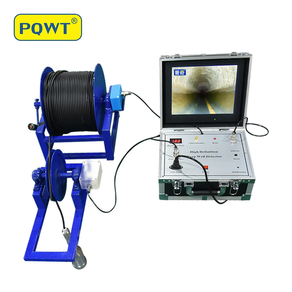 PQWT Underwater Well Inspection  with 200m Down View Borehole  Video Record Depth Counter