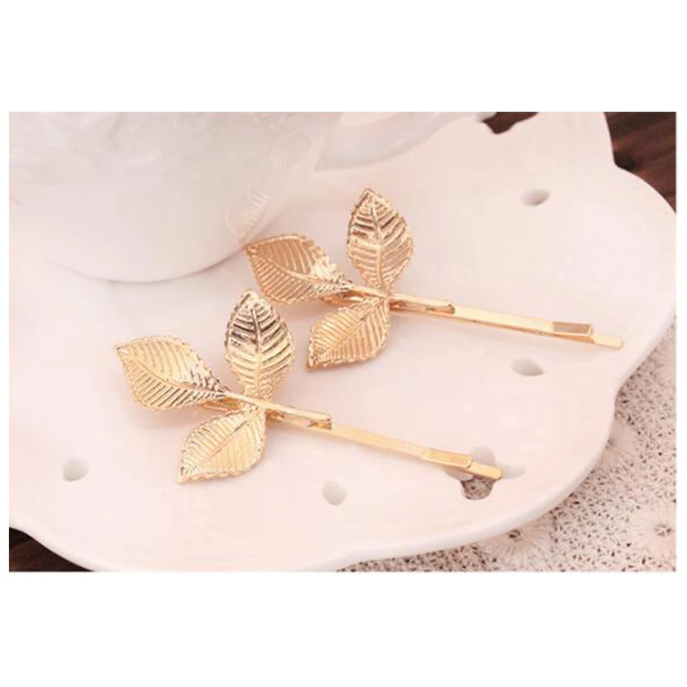 

2pcs Leaves Hair Clips Vintage Hair Barrettes Hair Accessories for Women (Golden)