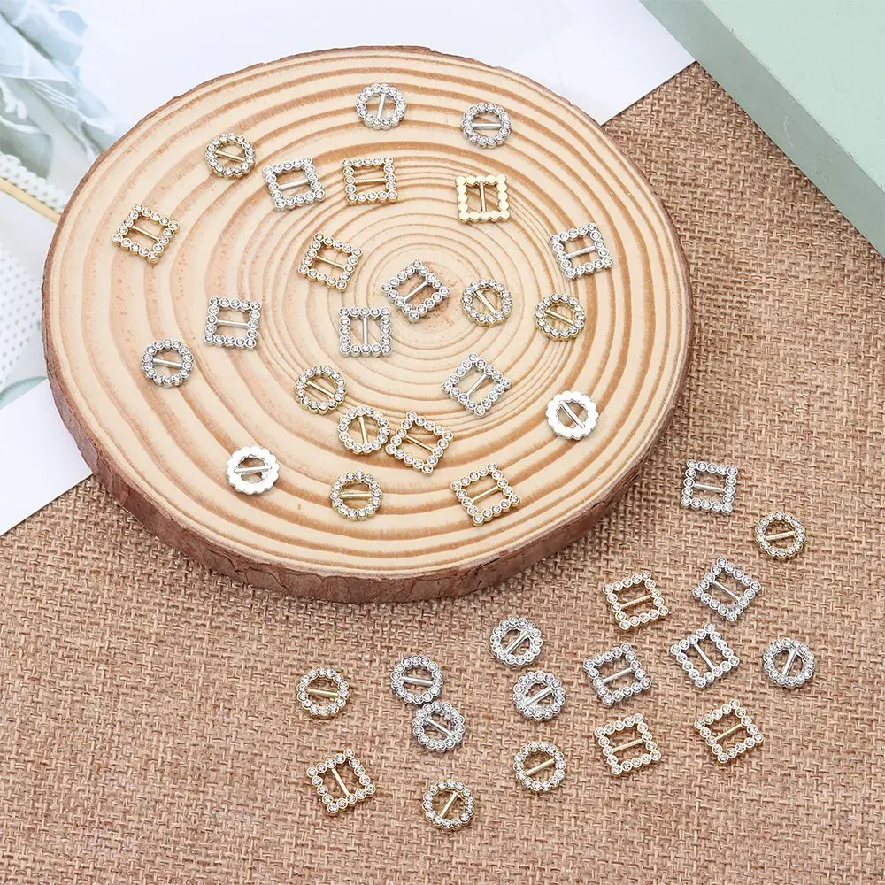 Newest Mini Ultra-small 4 colors Diy Dolls Buckles Round/Square Belt Buttons Tri-glide Diamond Buckle Doll Bags Accessories