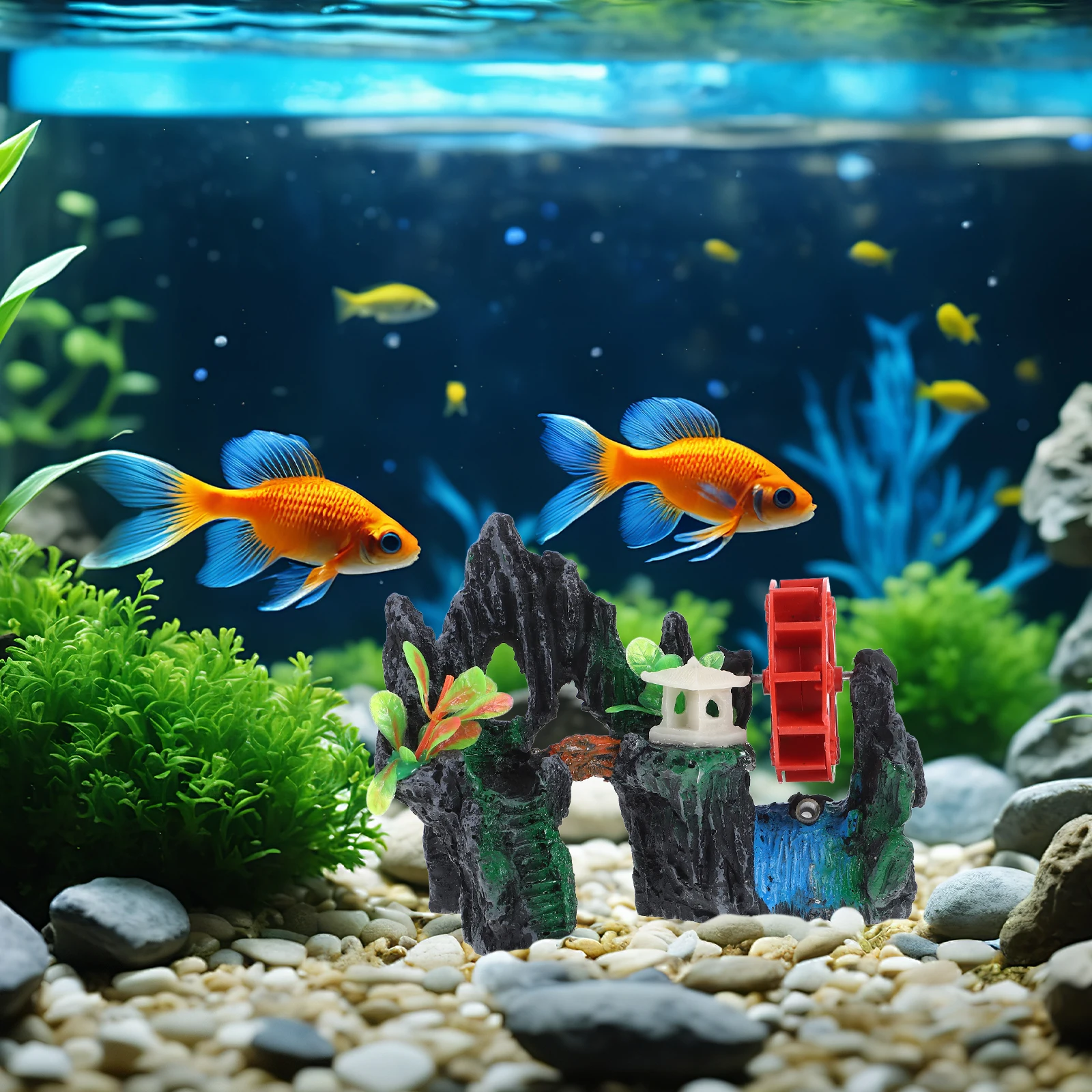 

Resin Fish Tank Rockery Waterwheel Adornment Safe Material Fine Workmanship Desktop Aquarium Ornament Decor Aquarium Adornment