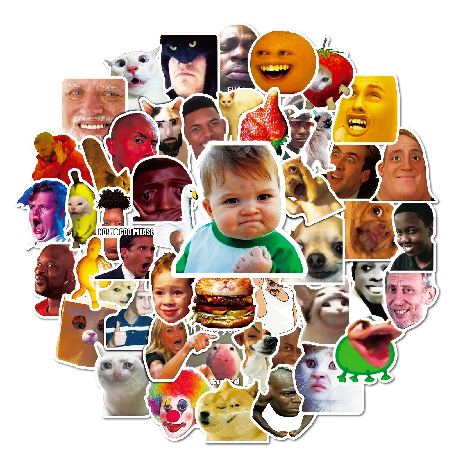 50 autocollants mignons et amusants à expressions de memes, esthétiques, pour ordinateur portable, téléphone, skateboard, voiture, autocollants imperméables pour enfants, jouets, cadeaux