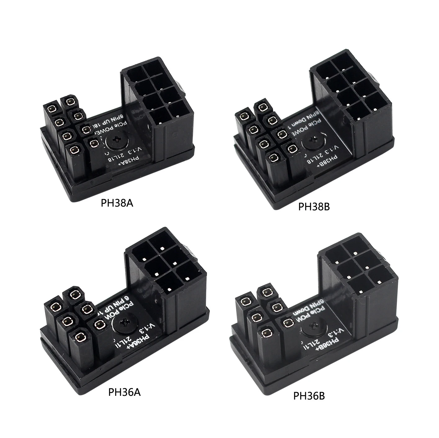 Angitu 4.2mm 6Pin 8Pin PCI-E/GPU 8Pin CPU Adapter 180degree Extension Connector With Cap