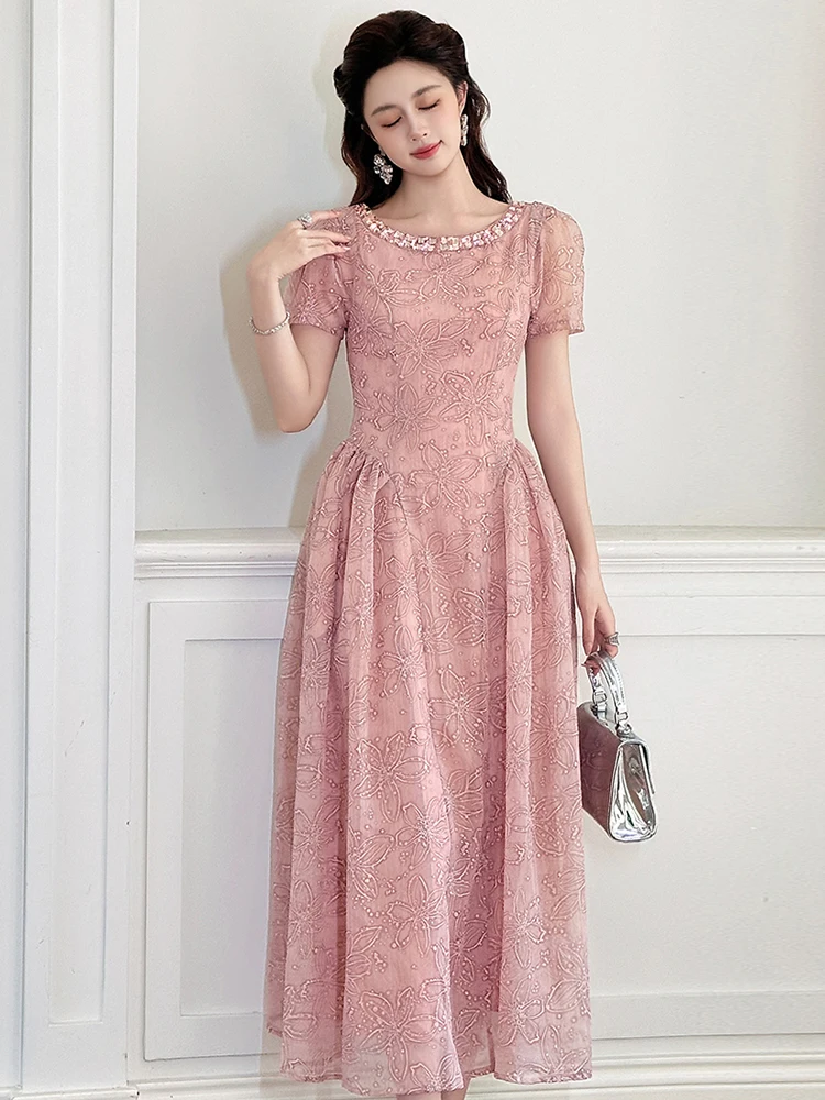 Elegante Dame-wie Rosa Abendkleid frauen Süße Schöne Formale Party Kleid Weibliche Maxi Prom Vestidos Gast Robe dame