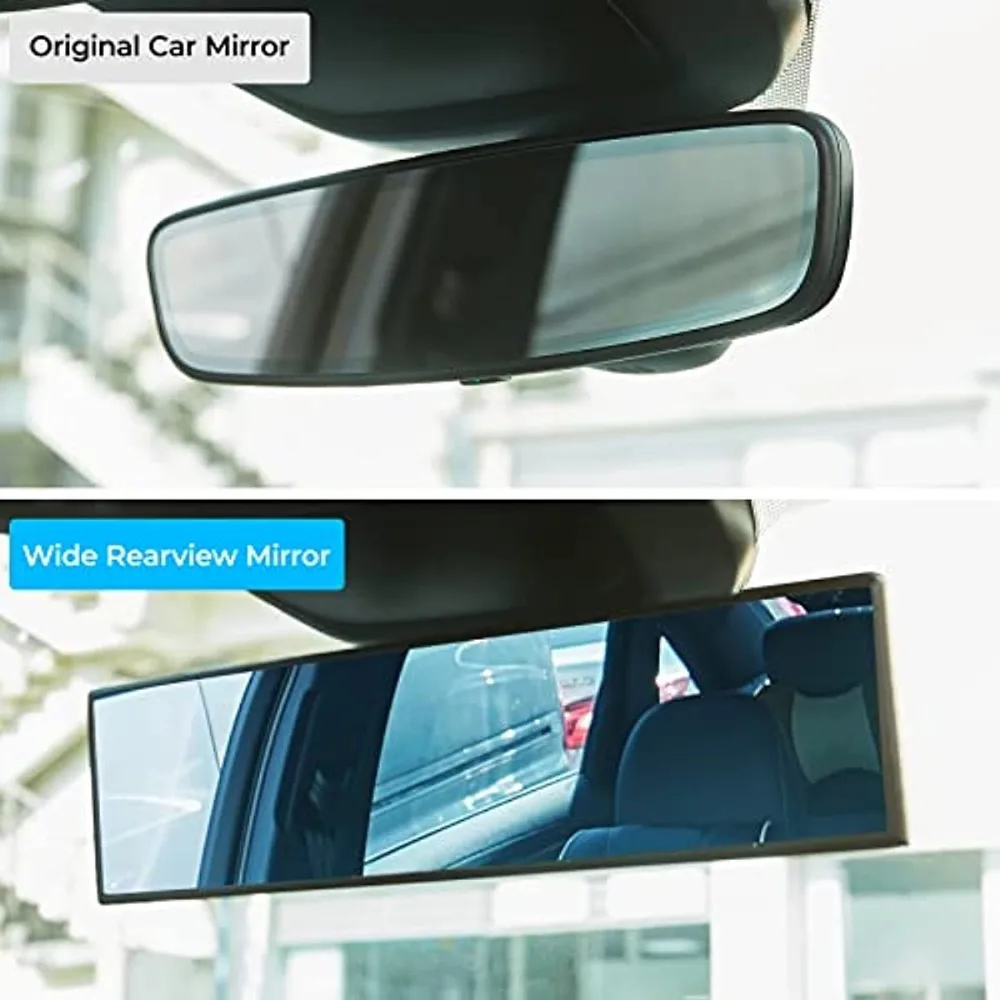 Universal Panoramic Convex Rearview Mirror, Interior Clip-on Wide Angle Rear View Mirror To Reduce Blind Spot Effectively