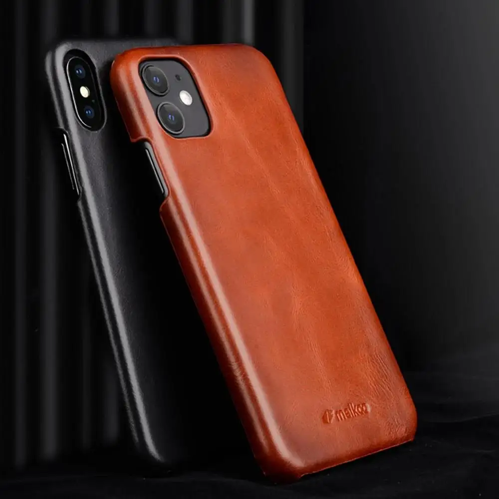 Melkcoหนังวัวแท้สําหรับiPhone 12 Pro Max 11 Xs Max Xr X 14 Pro 15 Plus Slim Glossyหรูหราธุรกิจปกหลัง