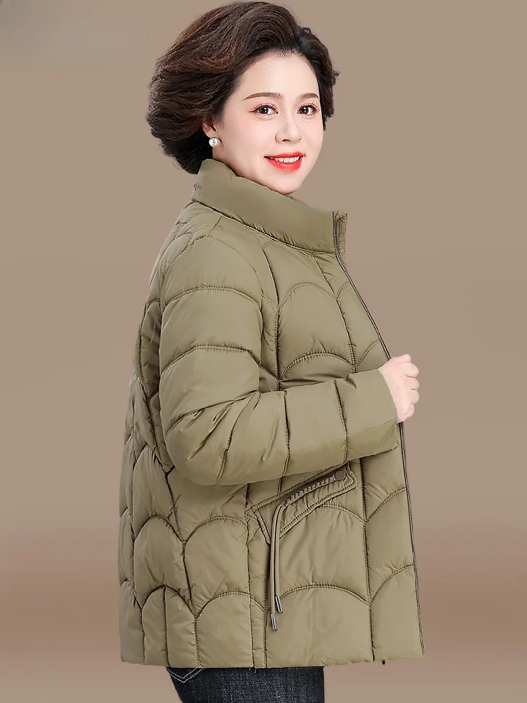 

Faionable ort down Cotton Jaet Women's Autumn Winter Coat Warm Sli Polyester Fiber Mom Clothes Stand Collar Zipper