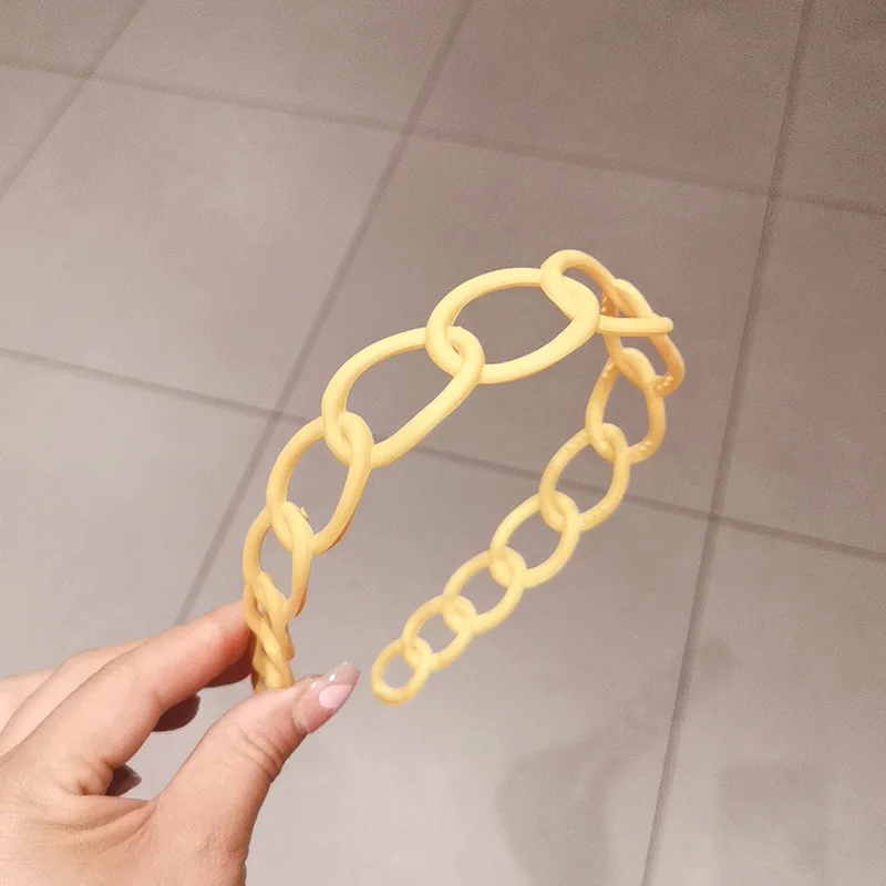 

Candy Color Frosted Chain Hair Headband Sporty Bezel Hair Hoop for Women Girls Athletic Workout Fashion