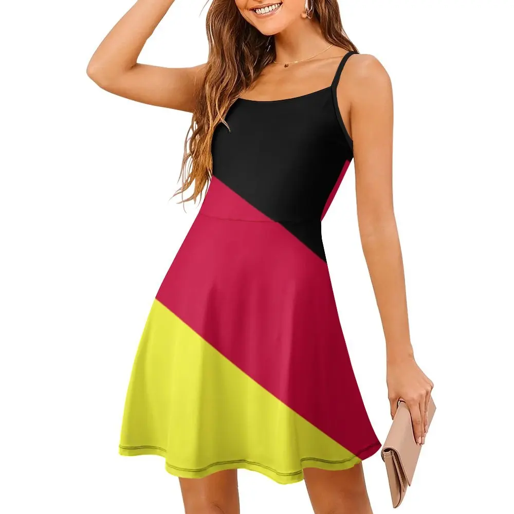 Vestido con estampado de bandera alemana para mujer, ropa Sexy para mujer, vestido con tirantes, Fiestas geniales, divertido, novedad