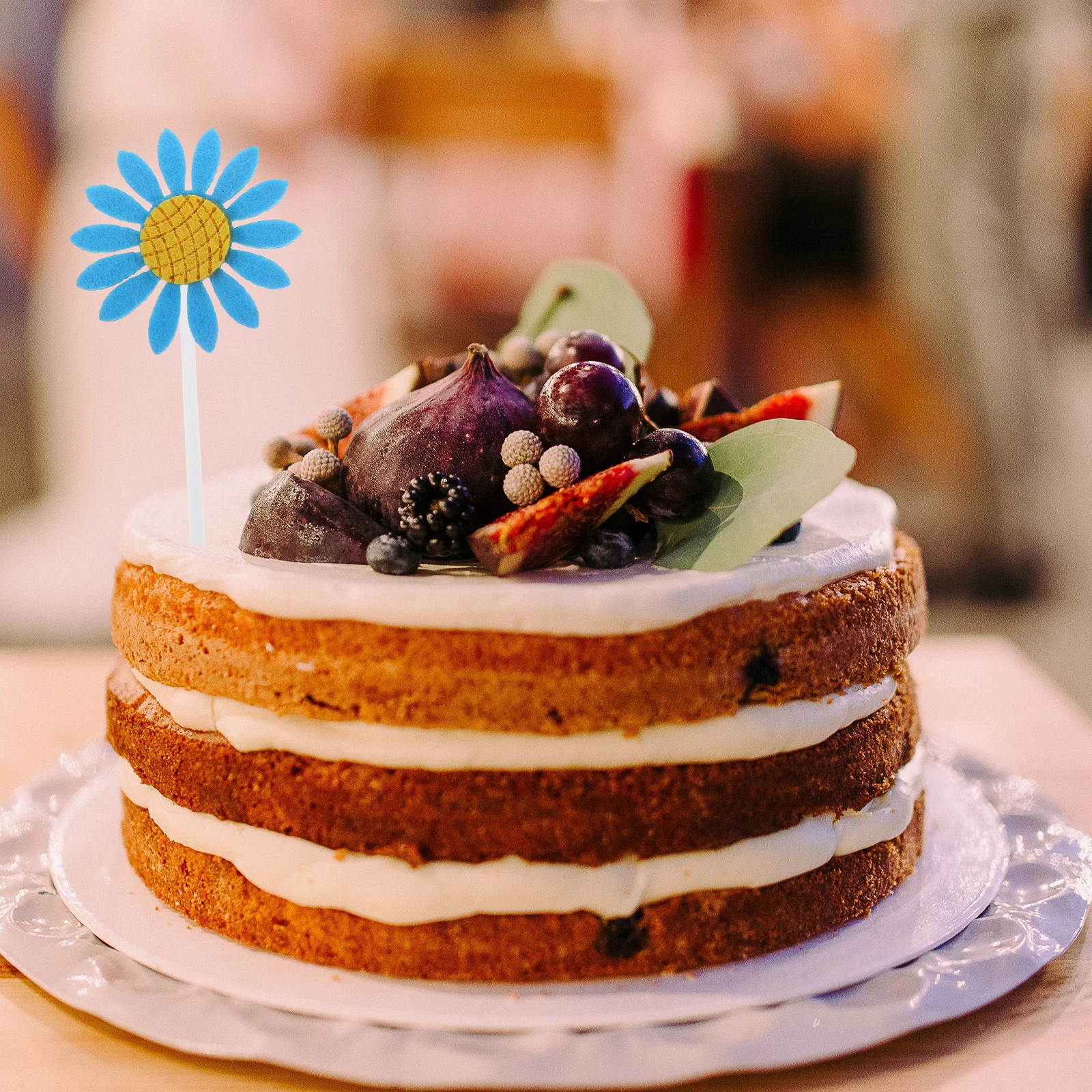 

100Pcs Sunflower Cake Toppers Felt Cute Birthday Party Wedding Shower Dessert Picks Food Decorations Sunflower Cake Toppers