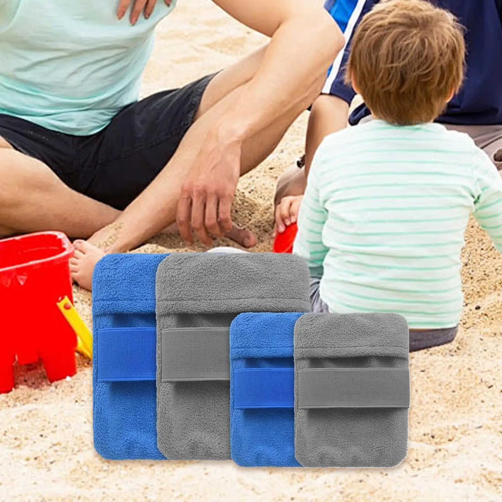 Rimozione della sabbia da spiaggia 4 pezzi Detergente per salviette per sabbia Detergente per salviette portatile morbido e delicato sulla pelle per adulti Bambini Viaggi in campeggio