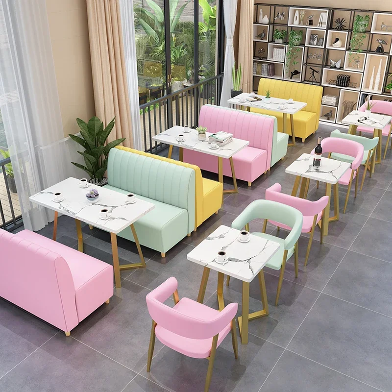 Milk tea shop sofa cake dessert burger cafe catering commercial card seat light luxury leisure table and chair combination