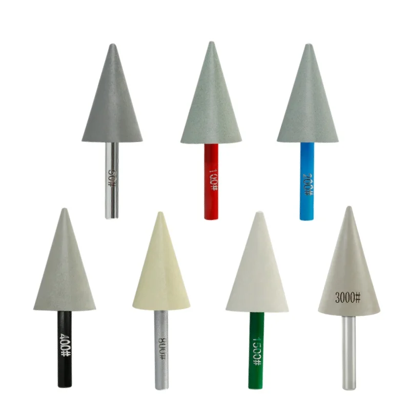 

7Pcs Tapered Diamond Resin Grinding Head Set 50-3000 Grit 6mm Shank Abrasive Burrs for Stone Carving, Granite Marble Polishing