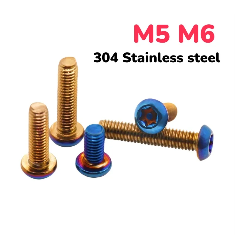 M5 M6 304 Stainless steel Burnt Titanium Blue Six Lobe Anti-theft Tamper Proof Security Screw Pin Torx Button Head Screw