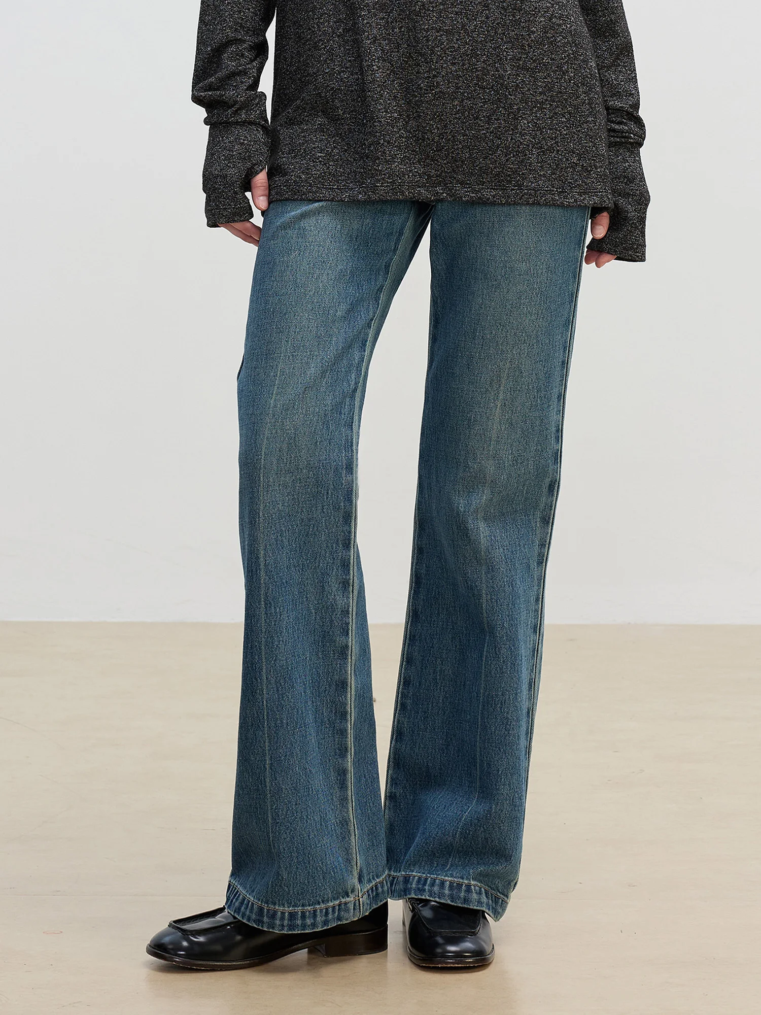 

Джинсы HuaJiYan в стиле ретро с расклешенными штанинами, женские, осенне-зимние, новые, стройнящие, прямые, с эффектом утяжки, Cleanfit, с завышенной талией