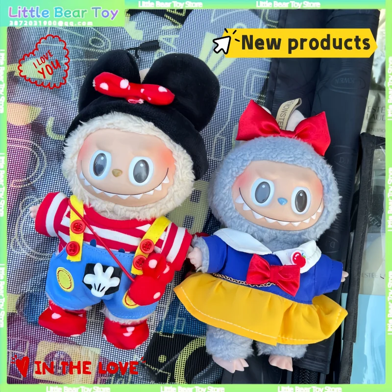 Tylko ubrania 17cm V1v2v3 Labubu Królewna Śnieżka Zestaw Dot Minnie Spring Festival Travel Generation Wisiorek Opaska na głowę Przebranie Prezenty