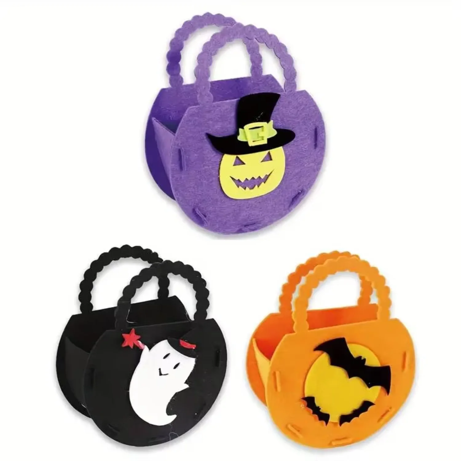 Halloween Candy Tote Felt Bags Trick or Treat Handheld Gift Bags for  Decorations