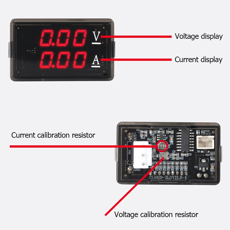 DC 0-100V 10A Digital Voltmeter Ammeter 5-wire Voltmeter DC Digital Car Voltage Current Meter Dual LED Display Gauge