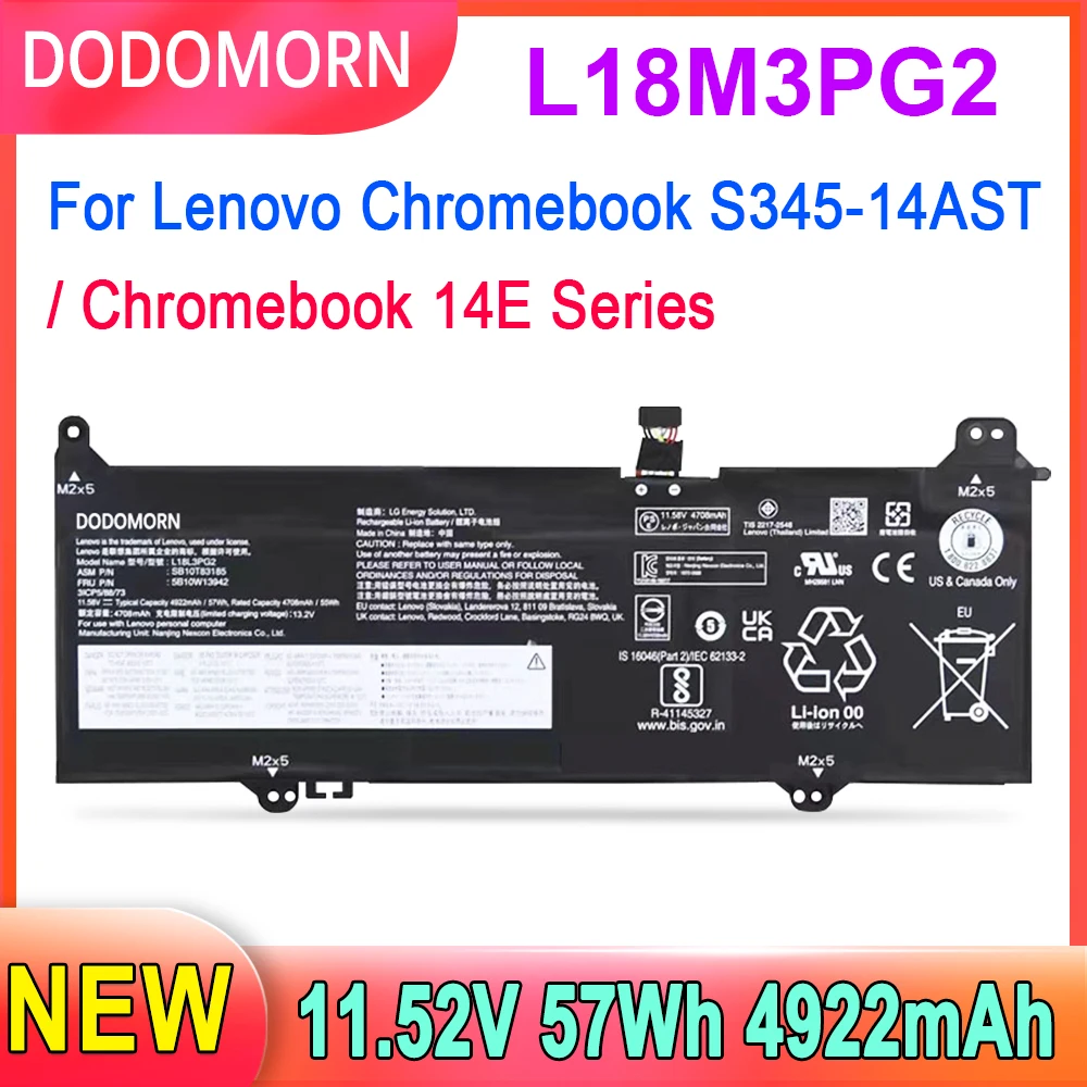 

Аккумулятор DODOMORN L18M3PG2 для ноутбука Lenovo Chromebook S345-14AST Series, для Lenovo Chromebook 14E,L18D3PG2 L18L3PG2 5B10T04980