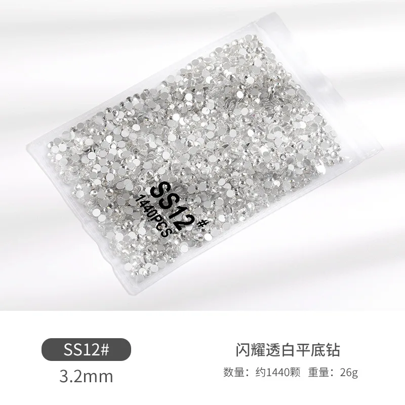 1440Pcs(SS3/SS4/SS6//SS8/SS10/SS12/SS16)Round Crystal Rhinestones AB/Clear Glitter Mini Non-Hot Fix Rhinestones DIY 3D Diamond