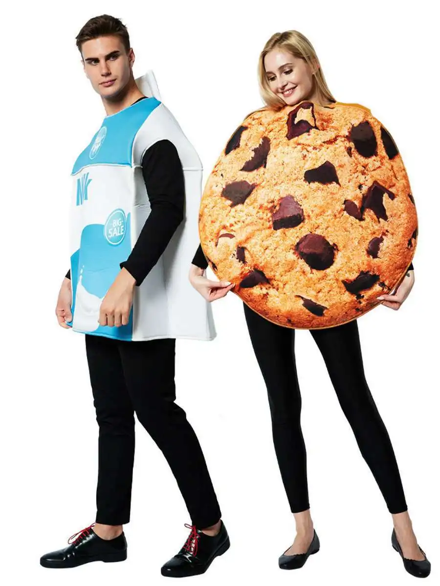 New Halloween Couple Play Costume Milk Cookie Combination Set Bar Party Stage Performance Food Outfit Ethnic Stage Costume Women